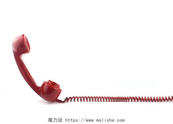 白底复古老式风格红色电话听筒